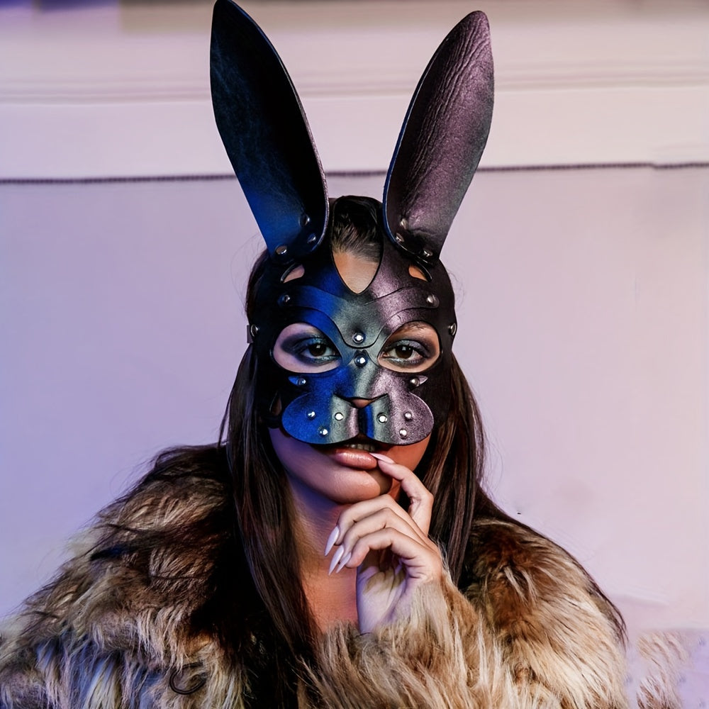 Punk Rabbit Ears Masks Cosplay Party Halloween Half Face Mask