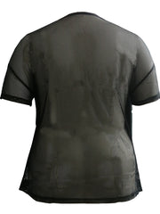  Colorblock Mesh Short Sleeve Fitness T-shirt