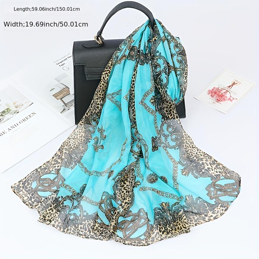 50*150cm Satin Leopard Bohemia Scarf Chain Print Shawl Sunscreen Head Wrap