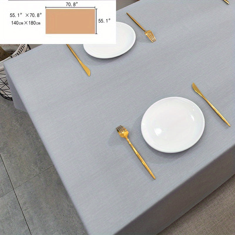 Nordic Light Gray Waterproof Tablecloth Anti-scalding Solid Desk Coffee PVC Mat