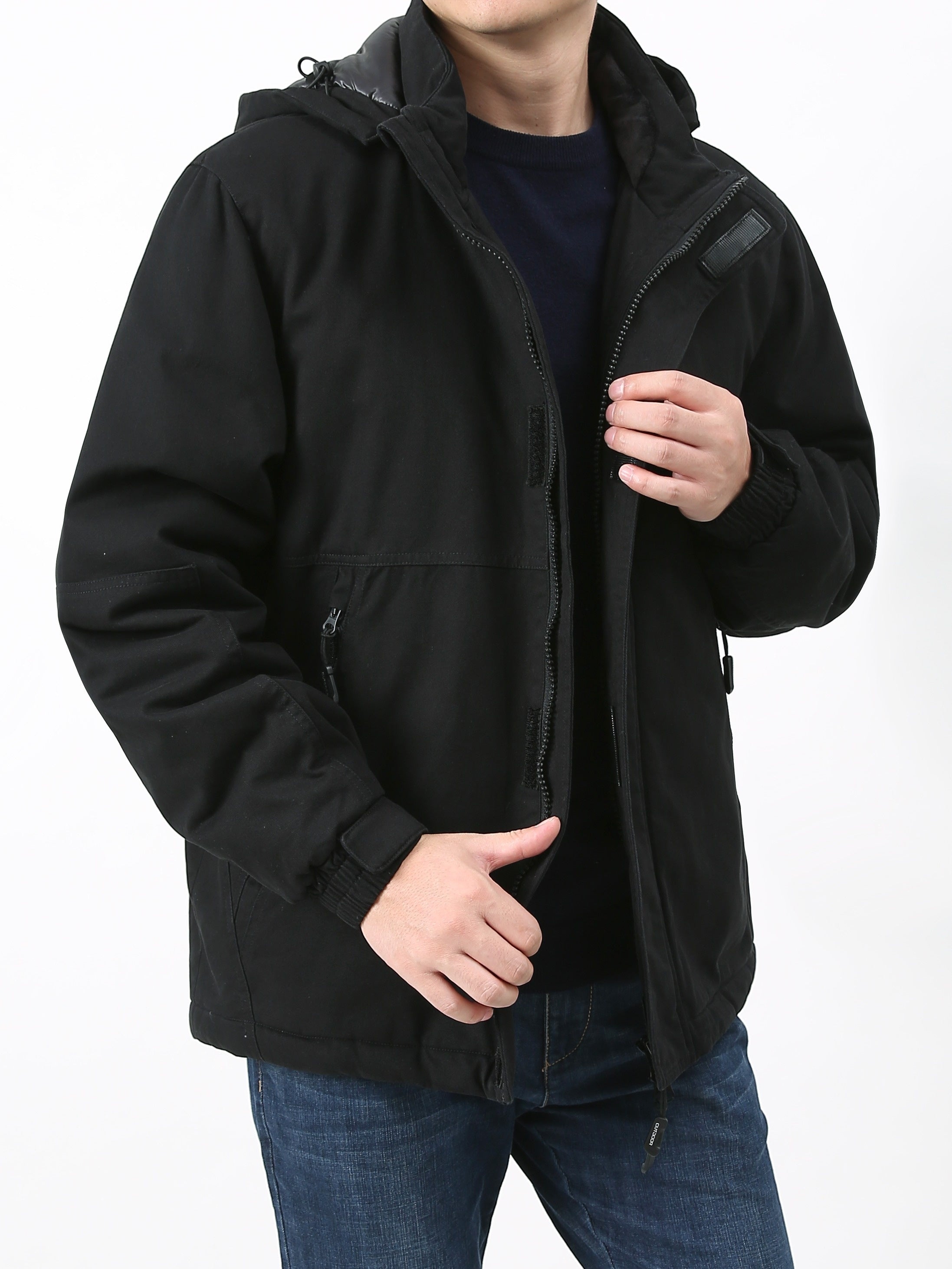Men's Thick Warm Cotton Hooded Jacket for Winter
