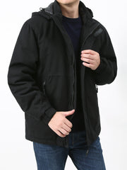 Men's Thick Warm Cotton Hooded Jacket for Winter