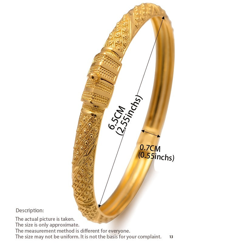 1 Pc Golden Bangle Bracelet 24K Plated Copper Hand Jewelry Decor