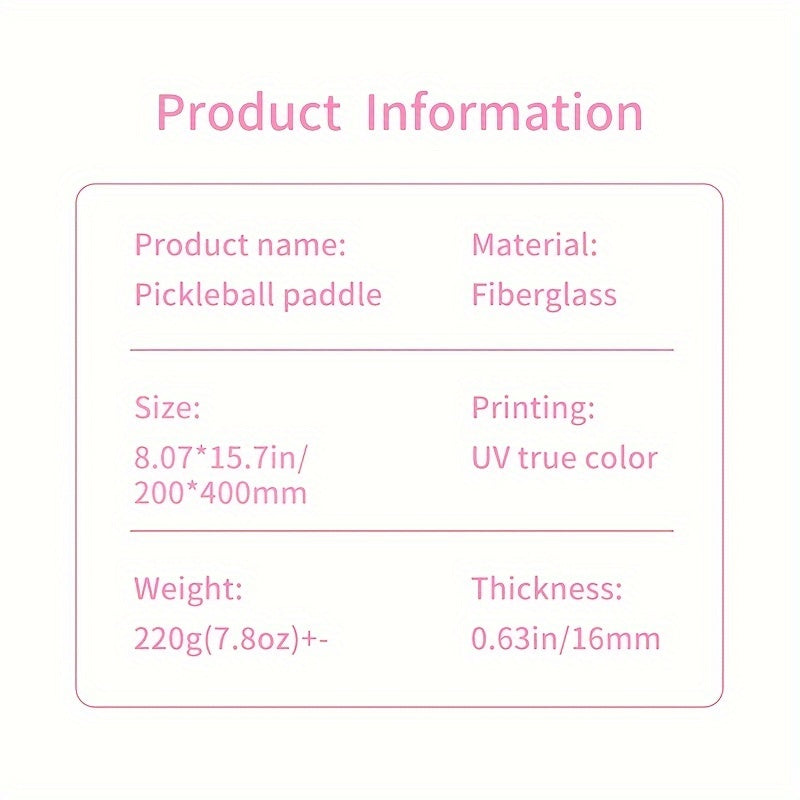 Pickle Ball Paddle Glass Fiber Honeycomb Core Comfort Cushion Grip