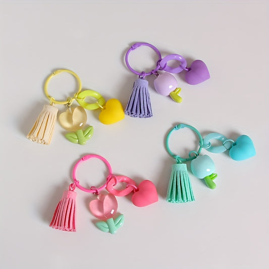 Tulip Flower Keychain Backpack Headphone Charm Pendant Ornament