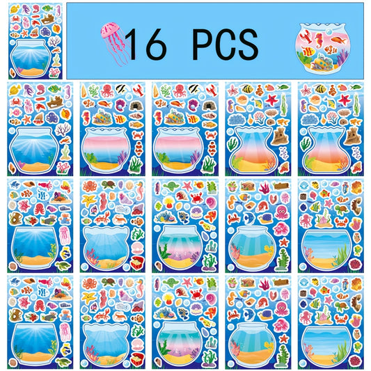 Summer Ocean Animals Aquarium Stickers - 24 Sheets