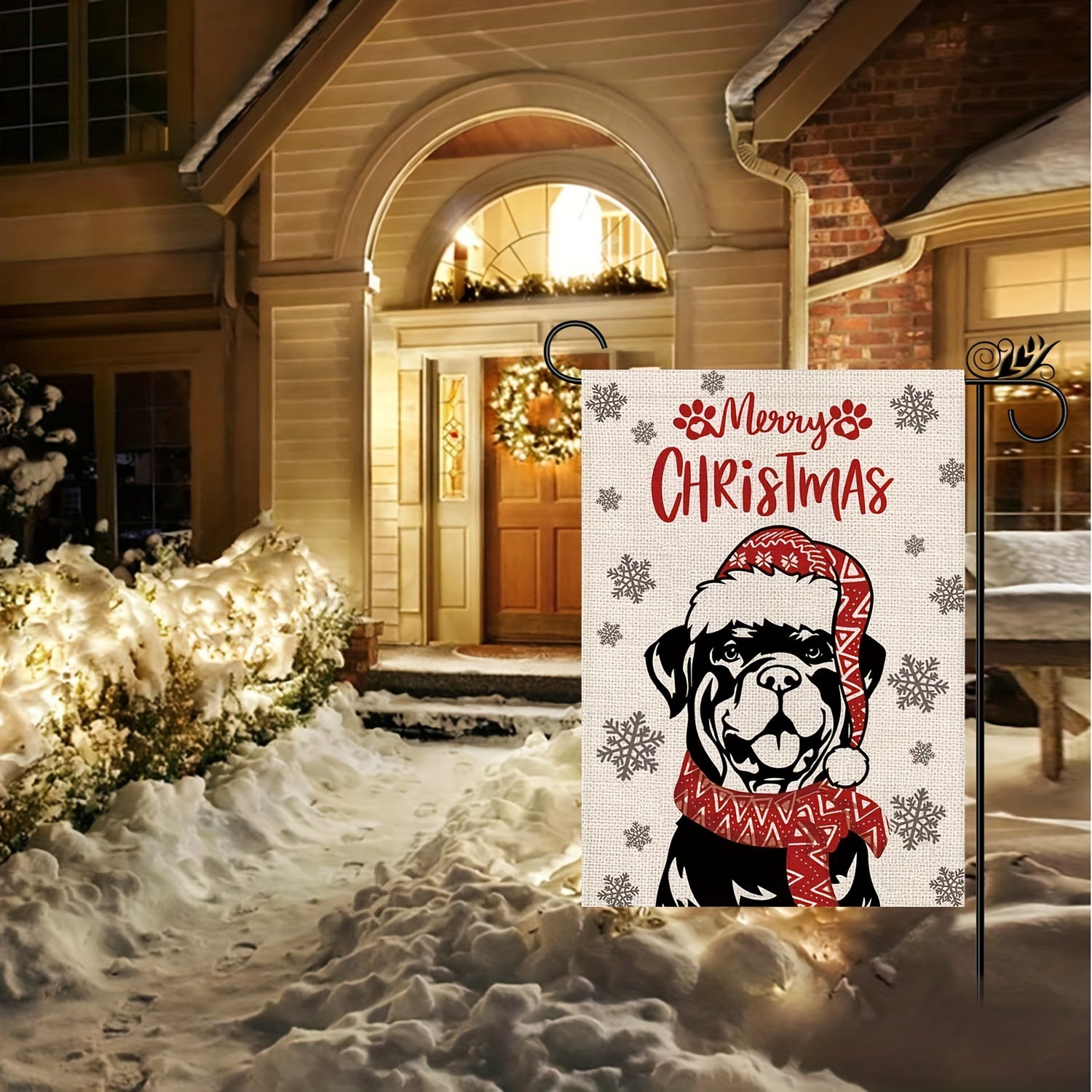 Rottweiler Dog Christmas Garden Flag Xmas Winter Decoration