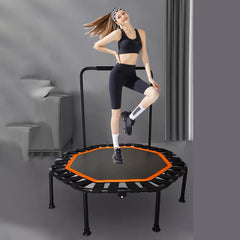 Foldable Trampoline Fitness Trampoline With Straps Adjustable Foam Handles