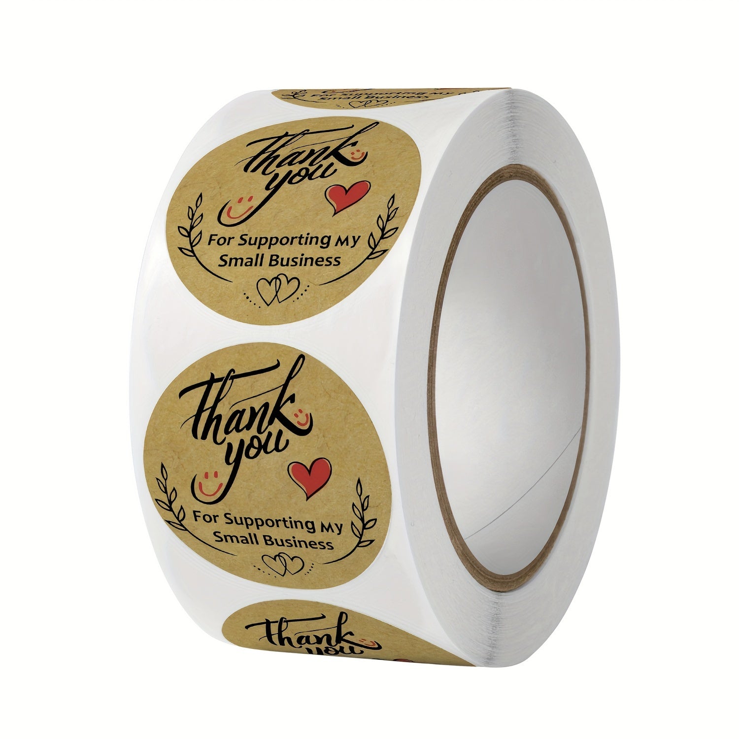 500pcs 1" Brown Paper Thank You Stickers
