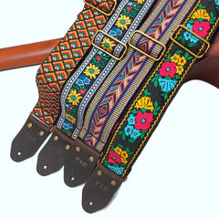 Adjustable Guitar Strap with Embroidered Design