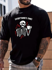 Skeleton Print Men's Graphic Crew Neck Tshirt for Summer
