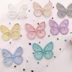 20pcs DIY Embroidered Butterfly Mesh Fabric Stickers Mixed Colors