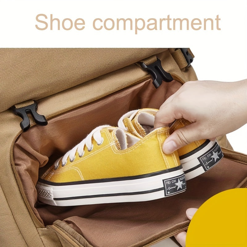 Canvas Backpack With Shoe Compartment Travel Boarding Backpack
