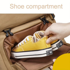 Canvas Backpack With Shoe Compartment Travel Boarding Backpack