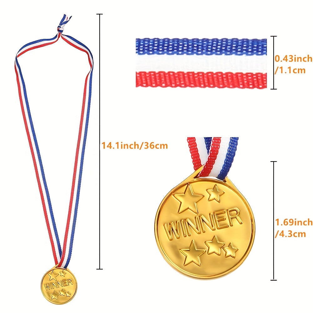 Plastic Winner Award Medals For Kids - Olympic Style Medals With Neck Ribbon