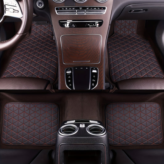 4pcs Waterproof Car Floor Mats PU Leather Front & Rear Car Carpet Accessories
