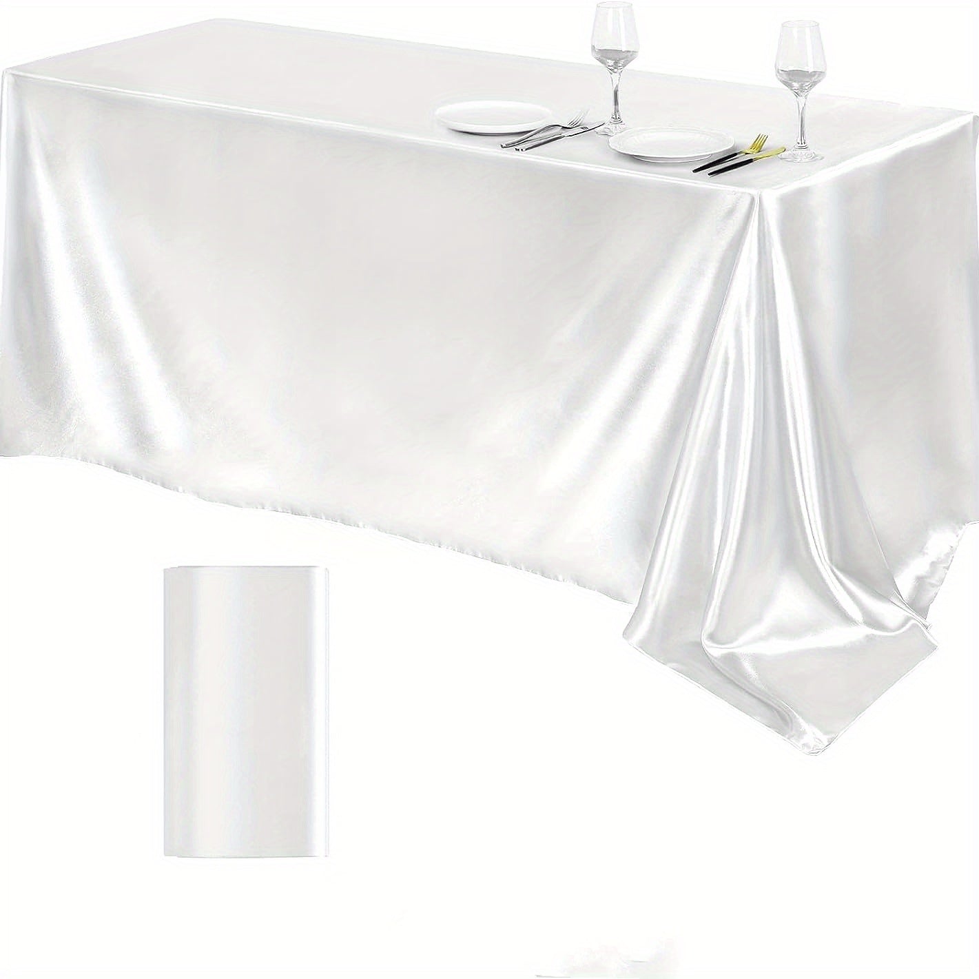 Satin Solid Tablecloth Rectangular Bright Silk Smooth Table Cover