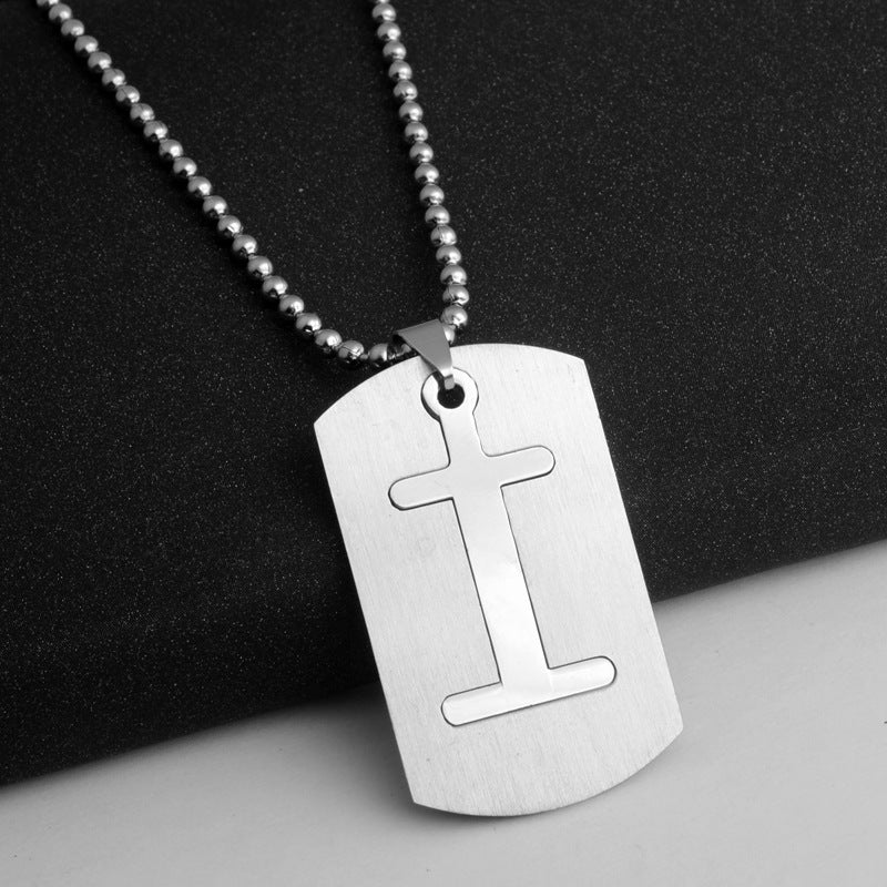 Men's Letter Pendant Necklace Stainless Steel Punk Chain A N