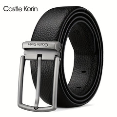 Men's High Leather Belt First Layer Cowhide Alloy Buckle - 37in Wide