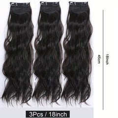 Clip In Hair Extension Synthetic Curly Wavy Brown Hair Extensions