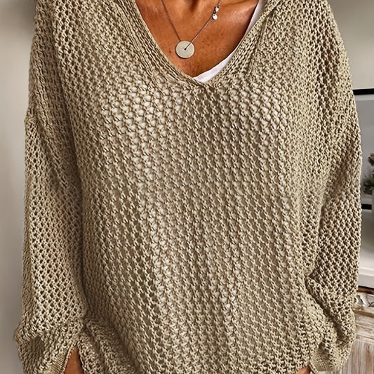  Casual Sweater Women's Plus Solid Long Sleeve Hooded Jumper