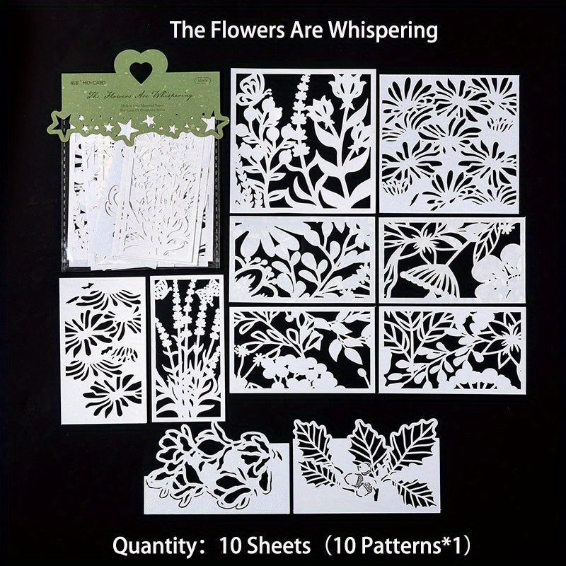 10 Sheets Vintage Hollow Out Lace Scrapbook Paper Card Non Sticky