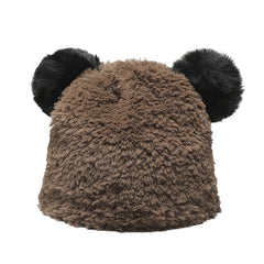 Bear Knitted Hat Women's Warm Hat Woolen Hat Embroidery Hip hop Cap