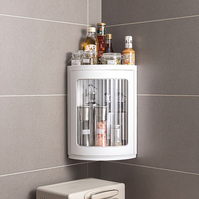 Kitchen Storage Shelf Counter Corner Triangle Seasoning Rack Wall Hanging