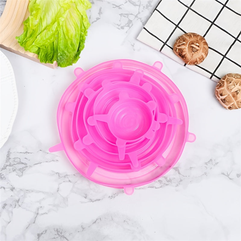 6pcs Silicone Stretch Lids Reusable Food Bowl Covers Universal Food Saving Cover