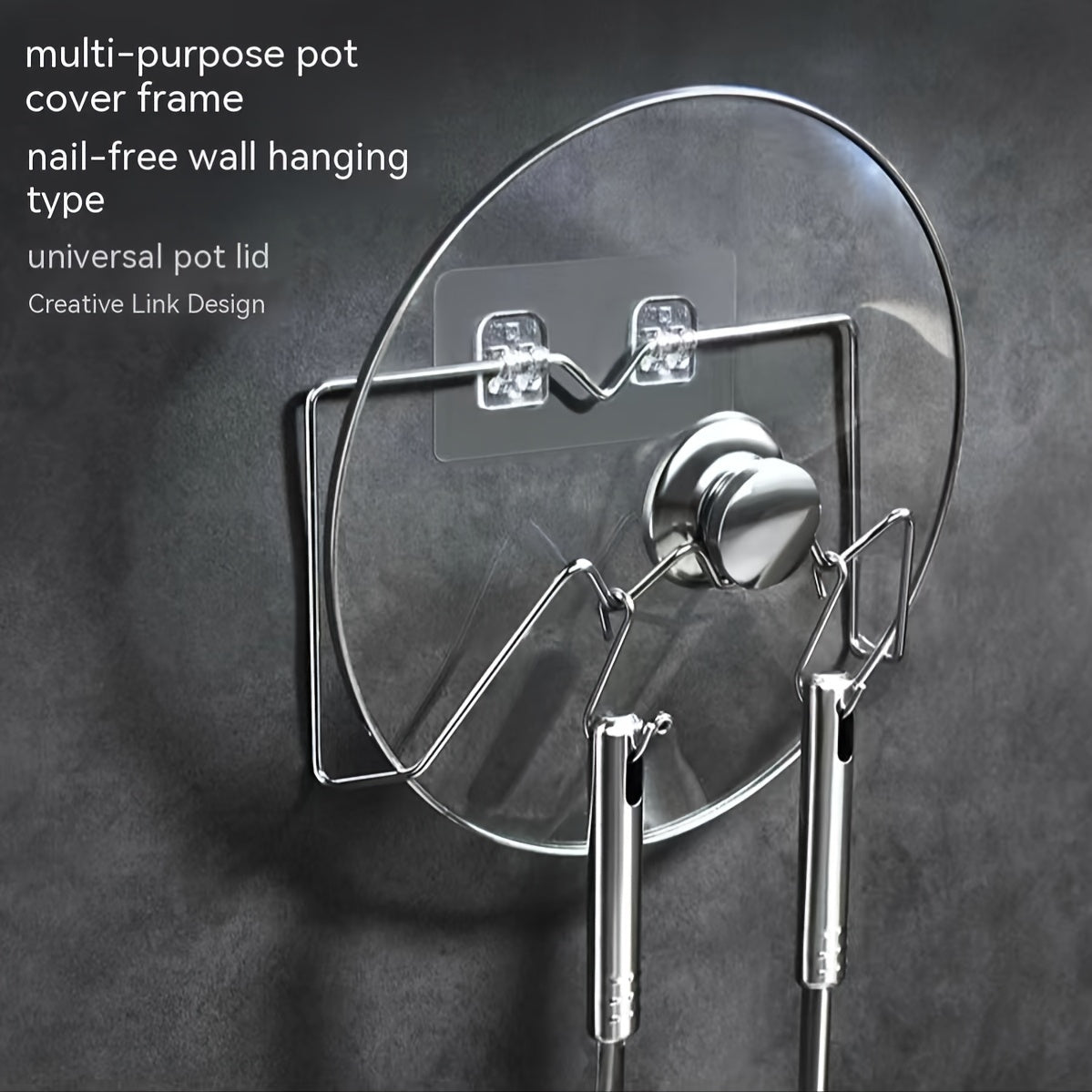 Stainless Steel Pot Cover Holder with Hook Kitchen Chopping Board Shelf