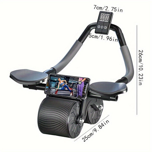 Automatic Ab Exercise Wheel with Timer & Elbow Support Pad