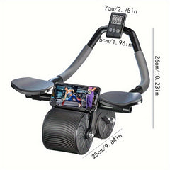 Automatic Ab Exercise Wheel with Timer & Elbow Support Pad