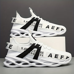 Men's Blade Sneakers Letter Print Lace Up Knitted Shoes