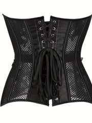 Mesh Strapless Corset Tummy Control Body Shaper Lace Up Slimmer Women's Lingerie