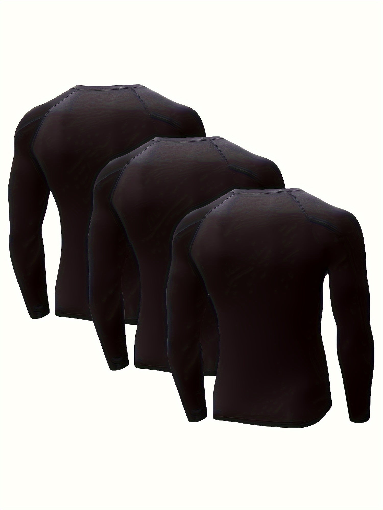 3 Packs Men's Long Sleeve Compression Crew Neck T shirts for Training Running