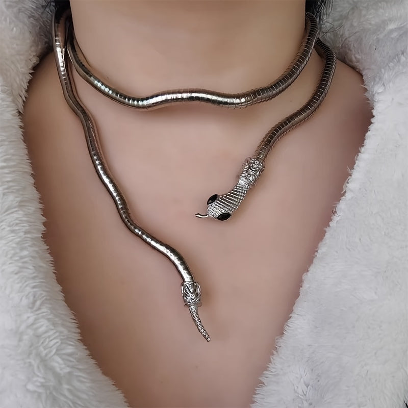 Gothic Snake Necklace Long Chunky Snake Wrap Collar For Women Girls