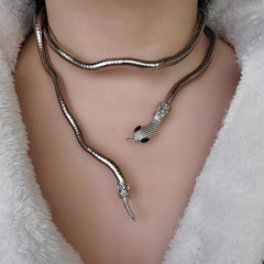 Gothic Snake Necklace Long Chunky Snake Wrap Collar For Women Girls