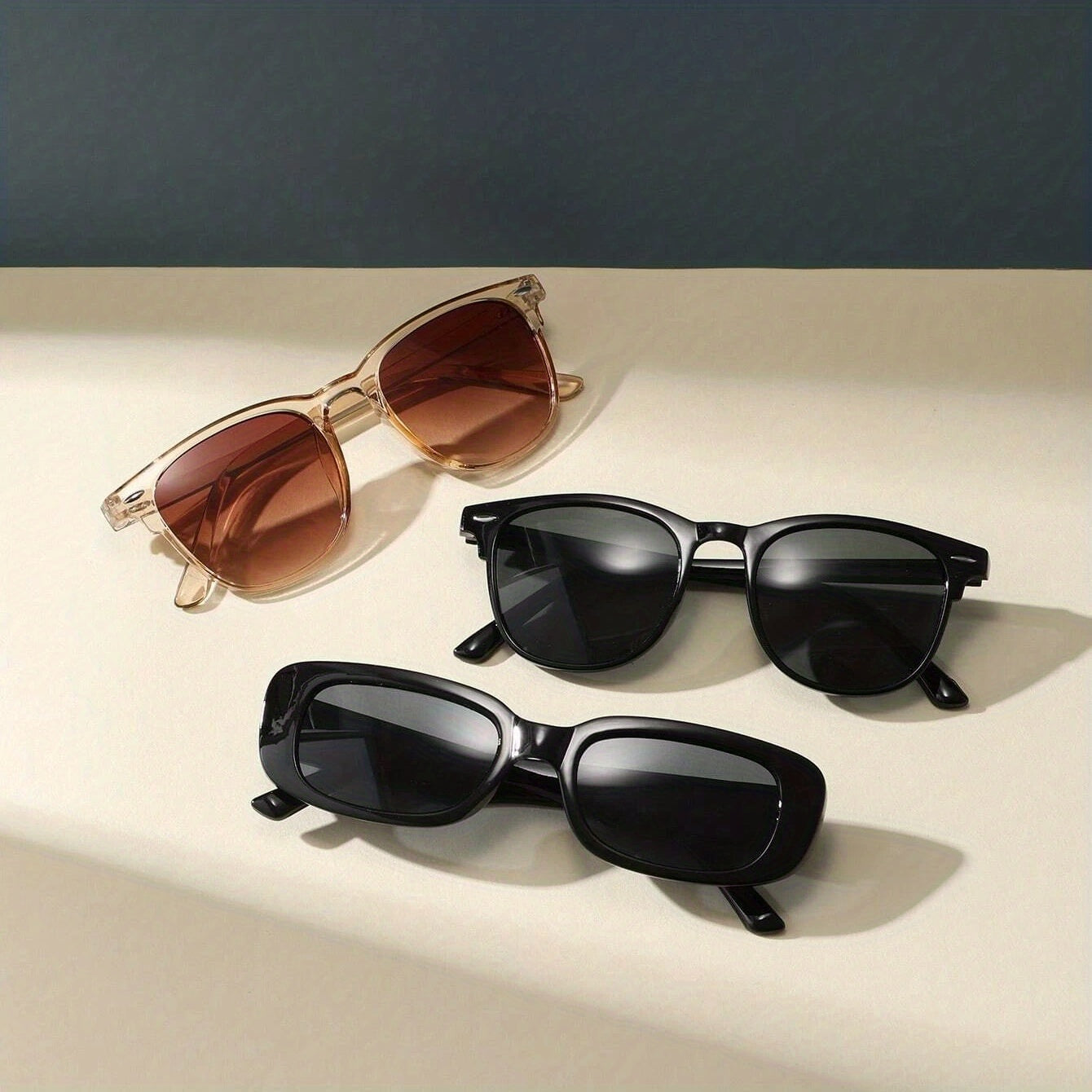 3pcs Men's Square Frame Polarized Sunglasses UV Protection
