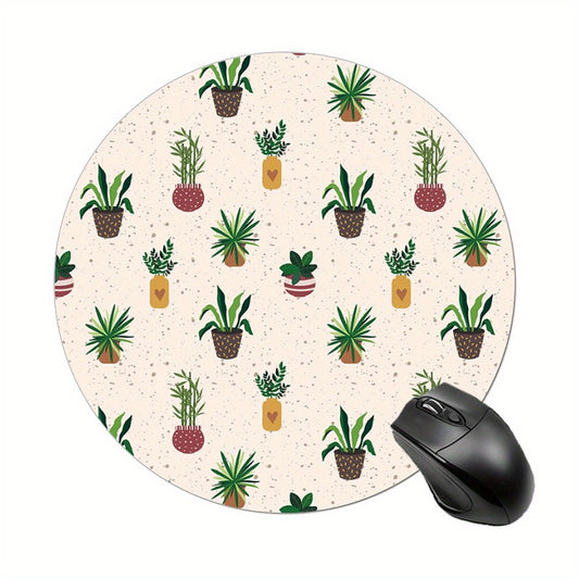 Succulent Plant Round Mouse Pad with Non Slip Rubber Base 7.87 x 7.87 x 0.1inch