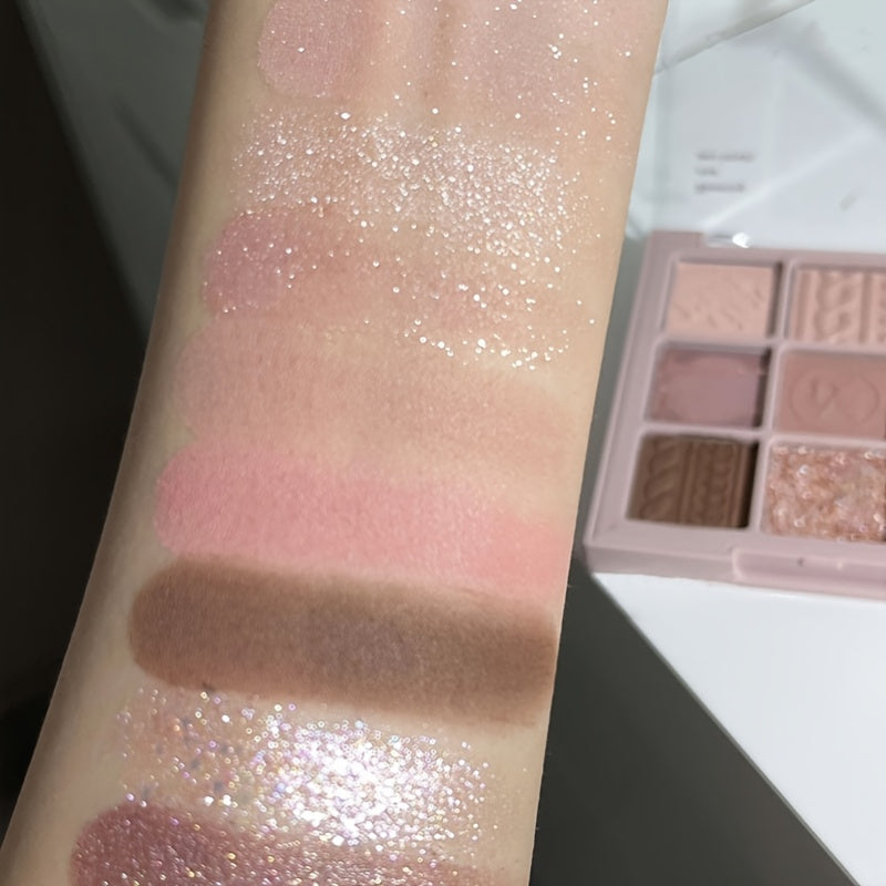 9-Color Matte/Shimmer/Sequin Finish Earth Tone Eyeshadow Palette Orange Brown