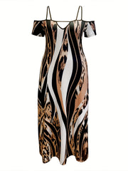  Colorblock Leopard Print Maxi Dress
