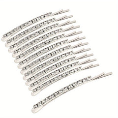 12pcs Rhinestone Hair Clips Shining Headwear Non Slip Accessory