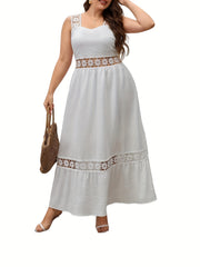  Women's Maxi Tank Dress with Lace Trim V Neck