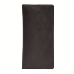 Retro Men's Leather Card Wallet Long Thin Clutch Men's Wallet