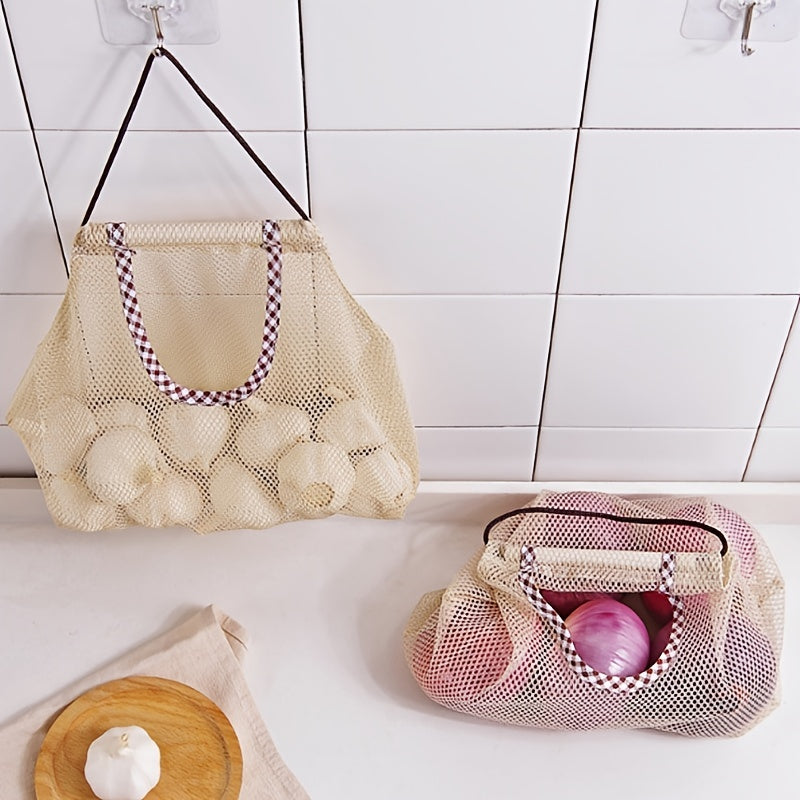 4pcs Veg Fruit Storage Bags Hanging Breathable Kitchen Mesh B