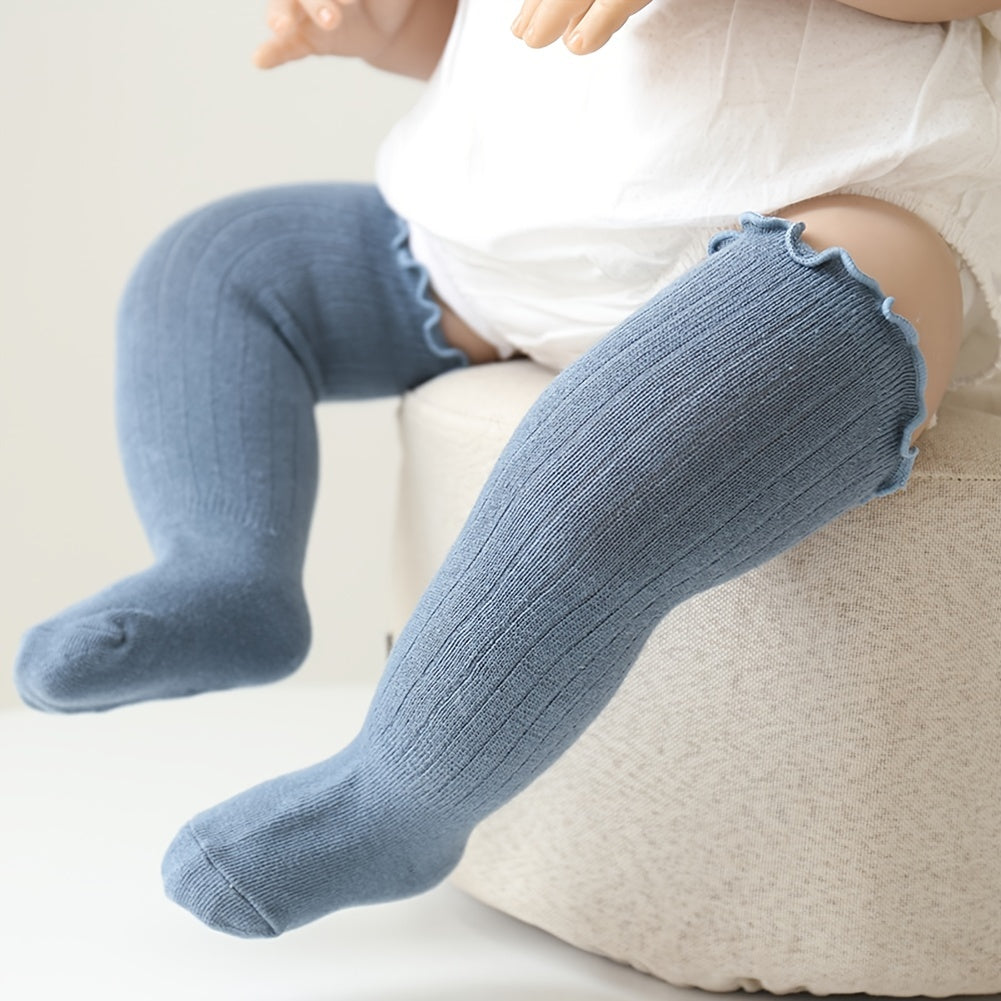 Newborn Baby Winter Knee High Socks Solid Cotton Warm Socks
