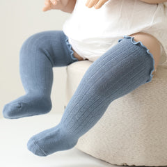 Newborn Baby Winter Knee High Socks Solid Cotton Warm Socks