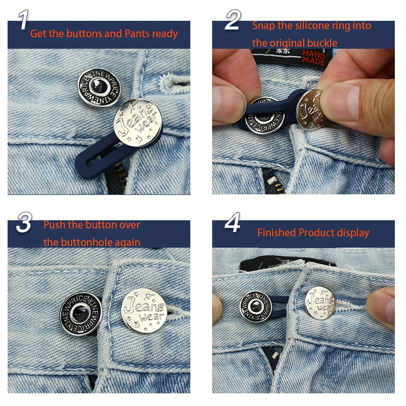 5pcs Random Adjustable Telescopic Jeans Buckle Men's/Women's Pants Enlarge Waist