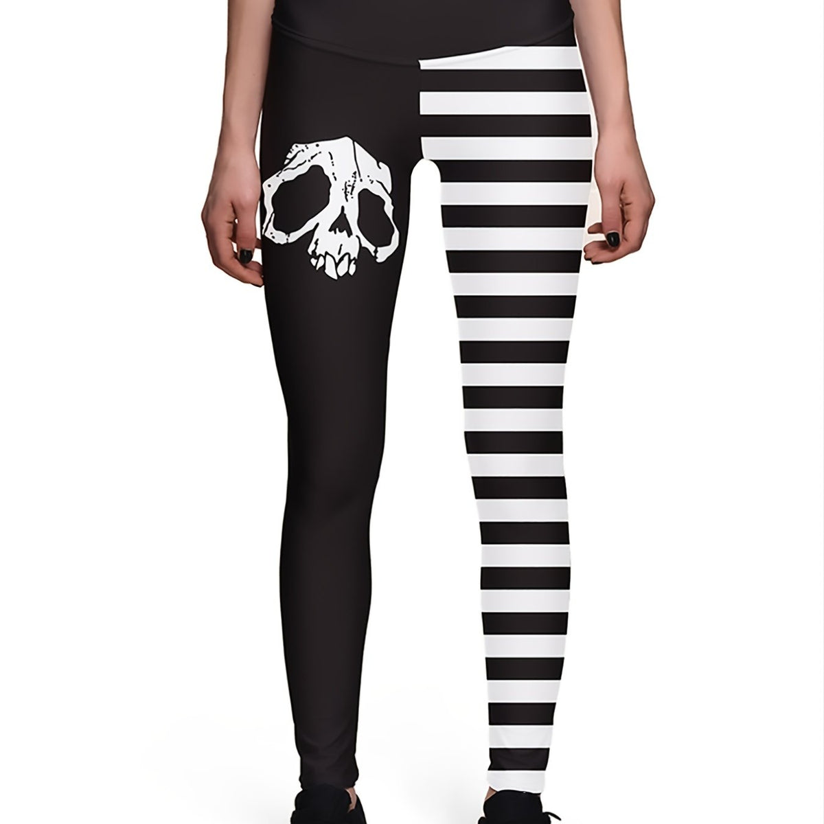 Skull Print High Rise Yoga Pants for Women