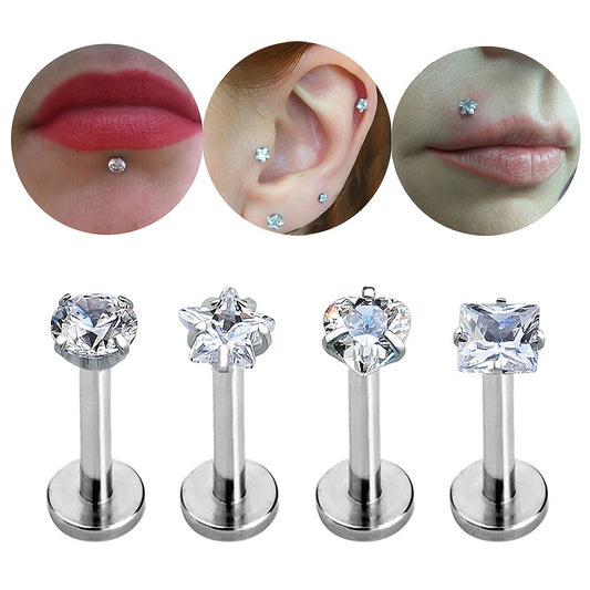 Fashionable Zircon Punk Stainless Steel Piercing Set